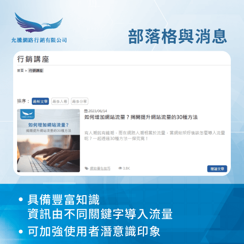 部落格與消息-規劃電商網站