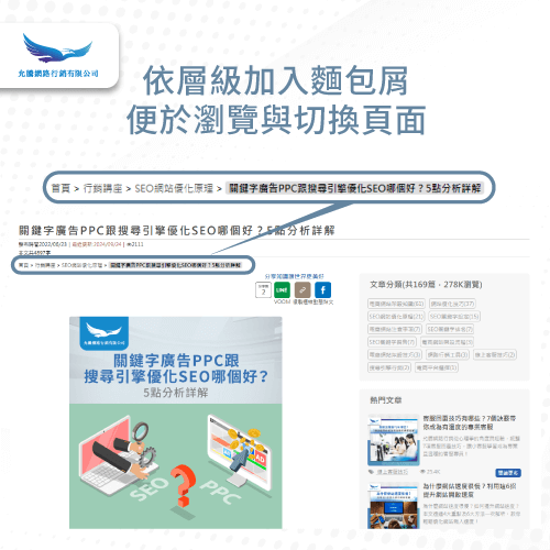SEO電商網站麵包屑-關鍵字廣告搜尋引擎優化優缺點
